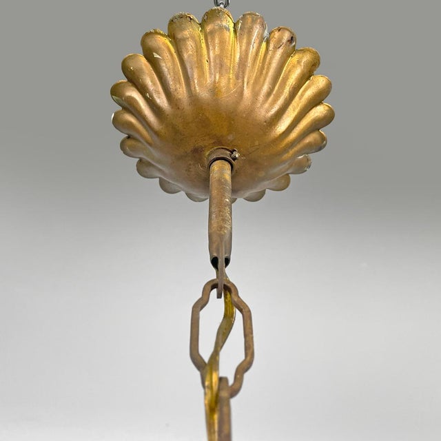 Italian Art Nouveau Chandelier in Pink and Clear Glass and Brass, 1890s For Sale - Image 6 of 18
