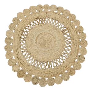 Artisan Handwoven Natural Jute Doormat With Decorative Loop Border