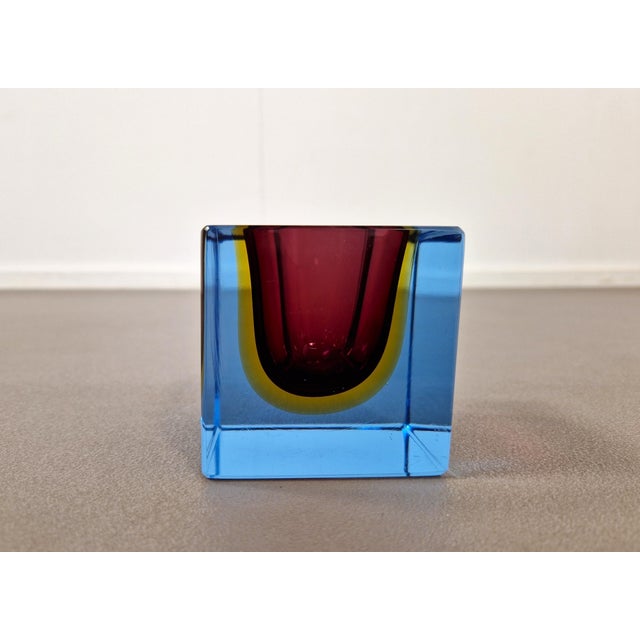 Blue Murano Sommerso Glass Cube by Flavio Poli, 1960s For Sale - Image 8 of 12
