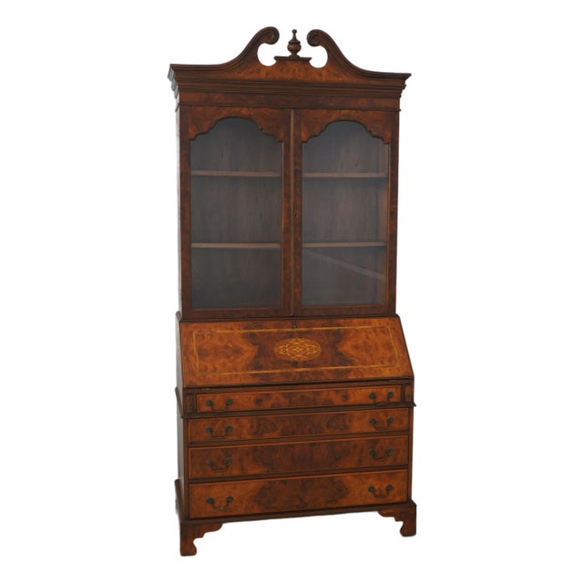 Vintage George I Inlaid Walnut Secretary Desk Bookcase For Sale