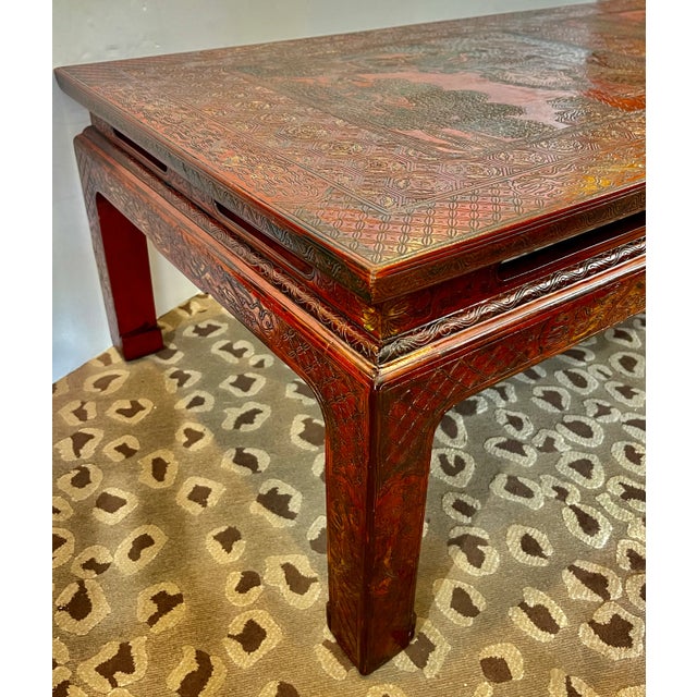 1940's French Chinoiserie Lacquer Coffee Table, For Sale - Image 4 of 18