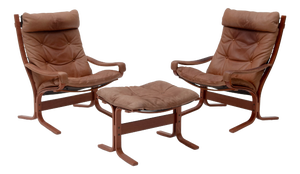 Siesta Chairs and Ottoman by Ingmar Relling for Westnofa, 1960s, Set of 3