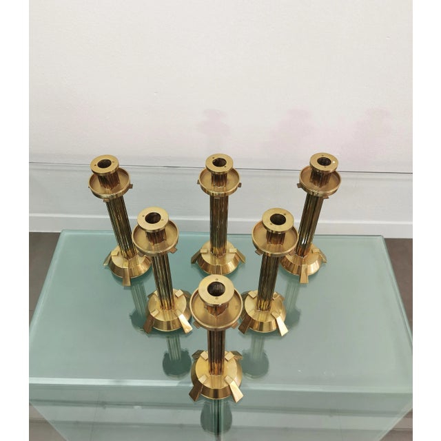 Gold Vintage Italian Brass Candleholders, 1970s, Set of 4 For Sale - Image 8 of 11