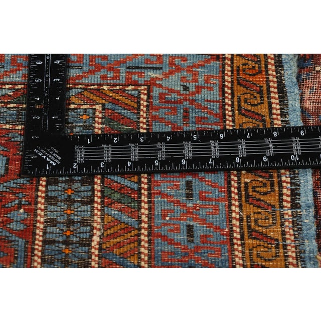 Distressed Antique Persian Kuba Rug - 04'01 X 06'02 For Sale In Dallas - Image 6 of 9