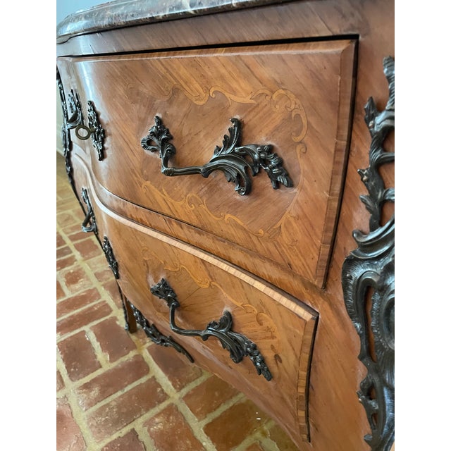 Late 19th Century French Louis XV Style Marble-Top Bombé Chest For Sale - Image 6 of 8