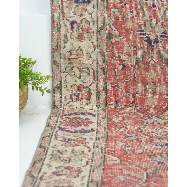 Turkish 1970s Vintage Turkish Oushak Handmade Wool Cotton Orange Area Rug For Sale - Image 3 of 11
