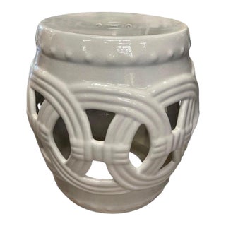 Vintage Italian Glazed Ceramic Interlocking-Circle Garden Seat For Sale