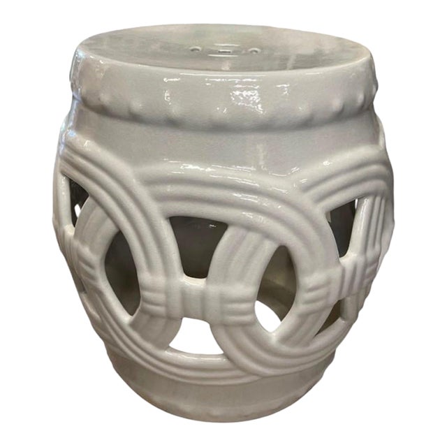 Vintage Italian Glazed Ceramic Interlocking-Circle Garden Seat For Sale