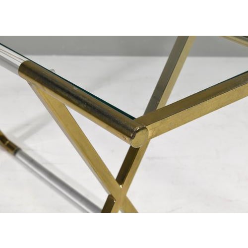 Hollywood Regency Acrylic Glass and Brass Console Table by Charles Hollis Jones, 1980s For Sale - Image 13 of 15