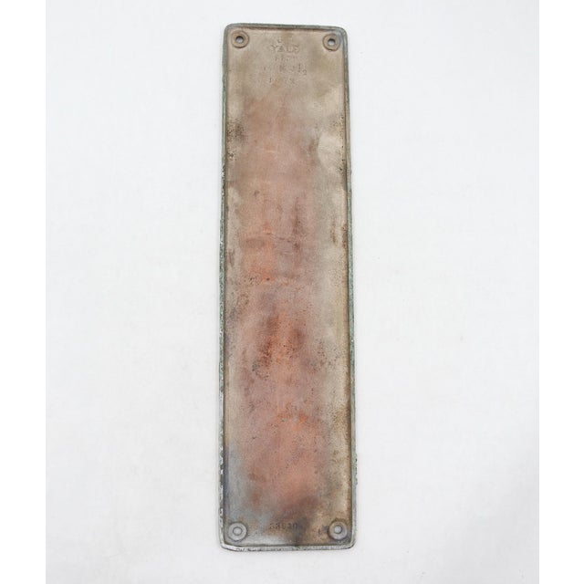 Traditional Vintage 14.125 In. Yale & Towne Nickeled Brass Door Push Plate For Sale - Image 3 of 5