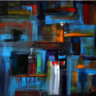 The Three Ladies — Abstract Original Painting, Acrylic on Canvas, 30 × 30 In, Square Format For Sale