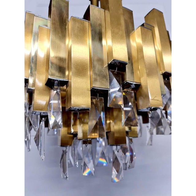 Vintage Pure Brass Chandelier Hanglamp Lamp in Lumica, 1970s For Sale - Image 4 of 6