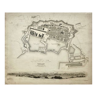 Toulon France Original Map, 1834 For Sale