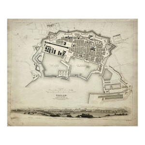 Toulon France Original Map, 1834
