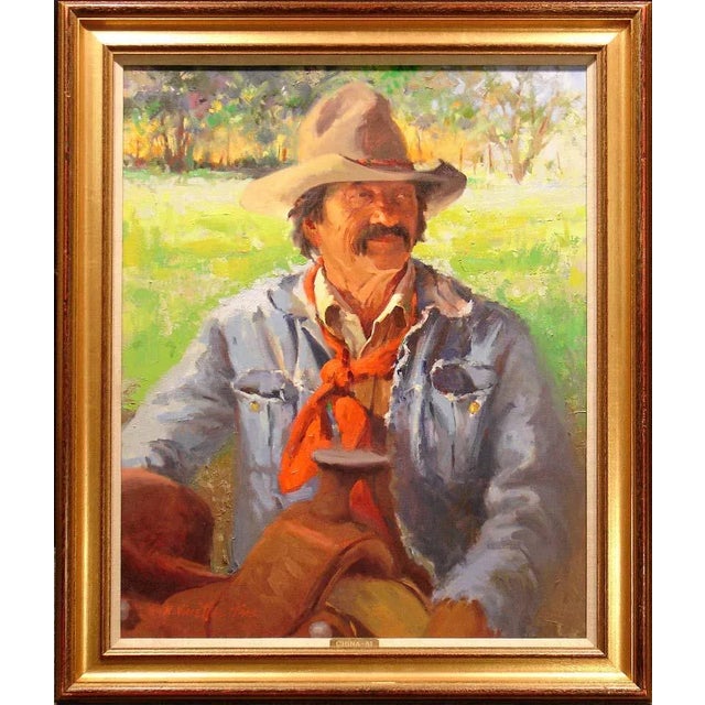 1983 Ray Vinella "The Westerner" Original Oil Painting on Canvas Framed by Taos Six For Sale - Image 4 of 4