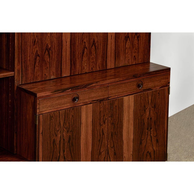 Mid-Century Swedish Rosewood Bookcase Dropdown Wall Unit by Bertil Fridhagen for Bodafors, 1960s For Sale - Image 10 of 18