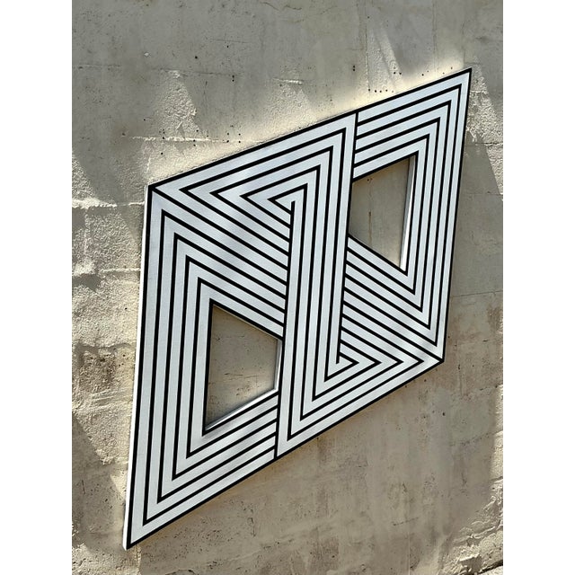 Late 20th Century Vintage Boho Geometric Abstract on Canvas For Sale - Image 5 of 7