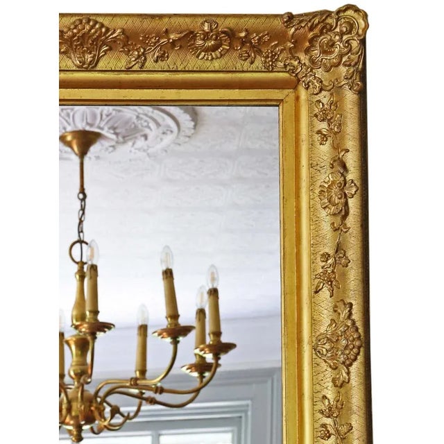 Large 19th Century Gilt Overmantle Wall Mirror For Sale - Image 6 of 8