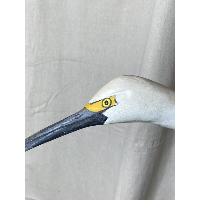 Traditional Vintage Mid 20th Century Hand Carved Crane Shore Bird For Sale - Image 3 of 10