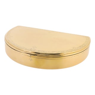 Antique Gorham Art Deco Gilt Sterling Silver Half Round Dresser or Jewelry Box For Sale