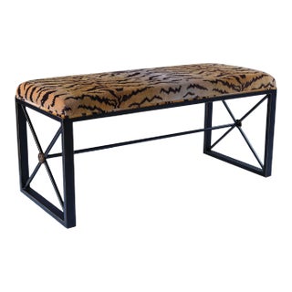 Custom Order for Jerry - Scalamandre Maison by Port 68 Medallion Gold Base with Le Tigre Natural Double Bench For Sale