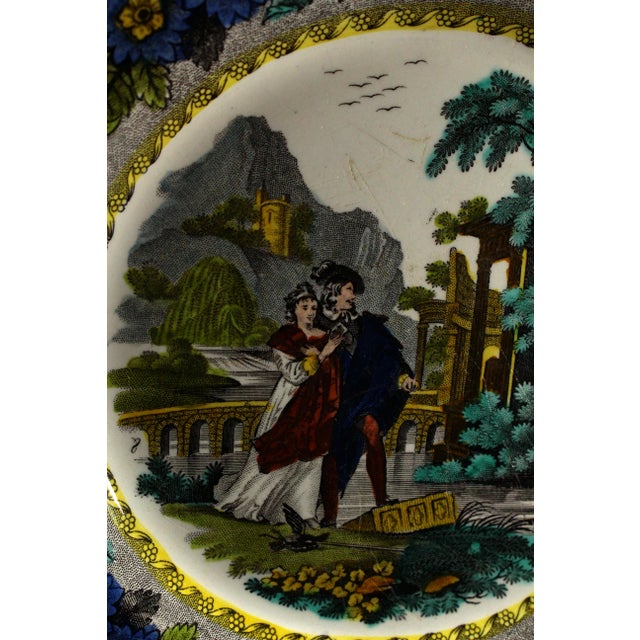 Ceramic 1830s Creil-Montreau French Faience Polychrome Transfer Plate Courting Couple For Sale - Image 7 of 17