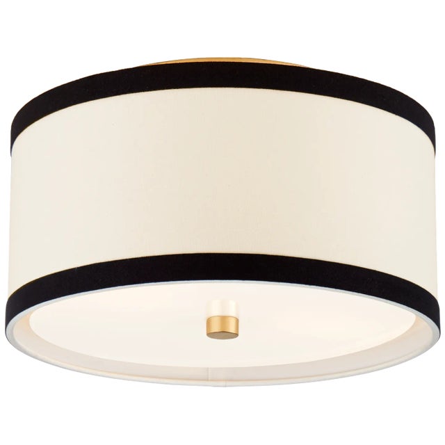 Walker Small Flush Mount in Gild with Cream Linen with Black Linen Trim Designer: kate spade new york Canopy: 8.75" Round...
