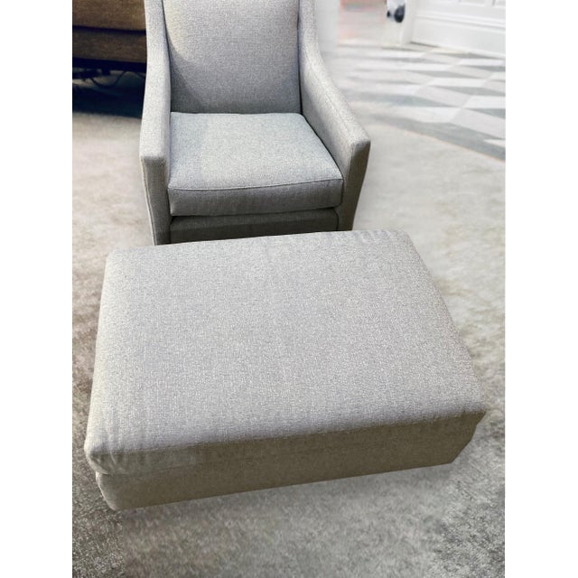 C. R. Laine Studio Ottoman 1444-17 Upholstered in a Soft, Neutral Toned Thibaut Everly Spa Blue Fabric For Sale - Image 14 of 16