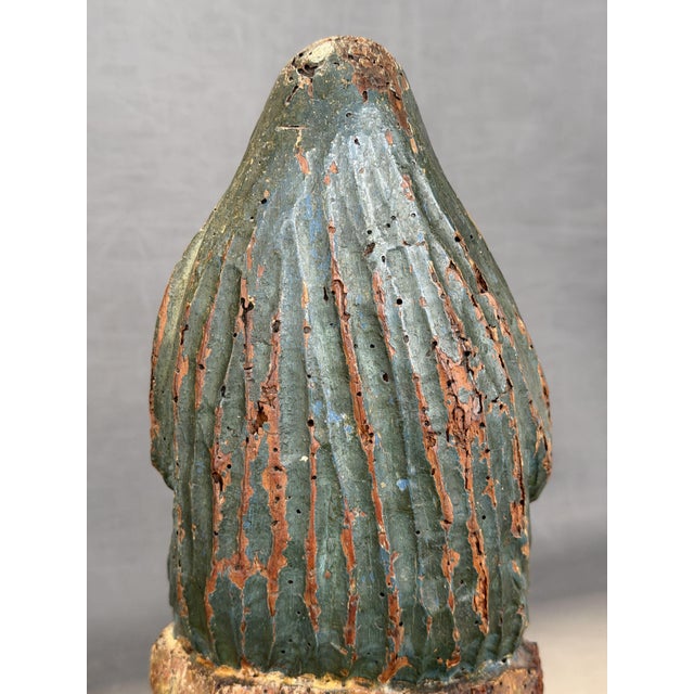 Portuguese School Artist, Seated Virgin, 18th Century, Carved and Polychromed Wood For Sale - Image 8 of 10