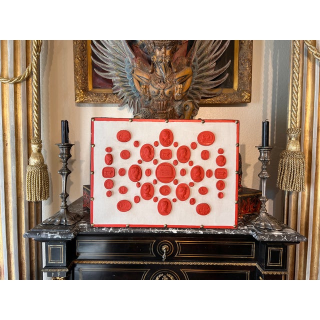 Set of Three Grand Tour Neoclassical Vintage Red Plaster Cast Waxed Intaglio Arrangements For Sale - Image 11 of 12