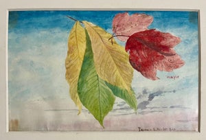 Charles De Wolf Brownell, Maple Leaves Watercolor Painting 19th C. American Artist Charles DeWolf Brownell, 1902