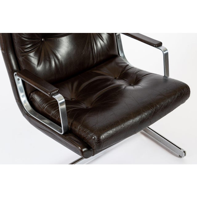 Mid Century French Brown Leather Lounge Chairs by Raphael Raffel 1970s For Sale - Image 16 of 18