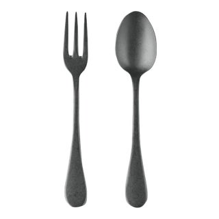Mepra 2-Piece Serving Set (fork & Spoon), Oro Black For Sale