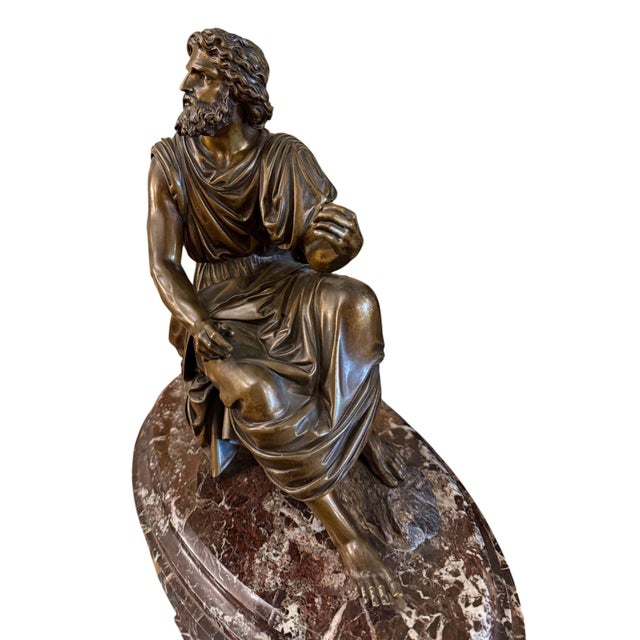 Bronze 19th Century French Bronze Figure of Ancient Greek Philosopher Zeno of Elea. For Sale - Image 8 of 10