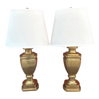 Pair of Brass Trophy Style Table Lamps For Sale