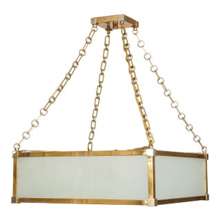 Bespoke Art Deco Style Nickel and Brass-Plated Pendant Fixture For Sale
