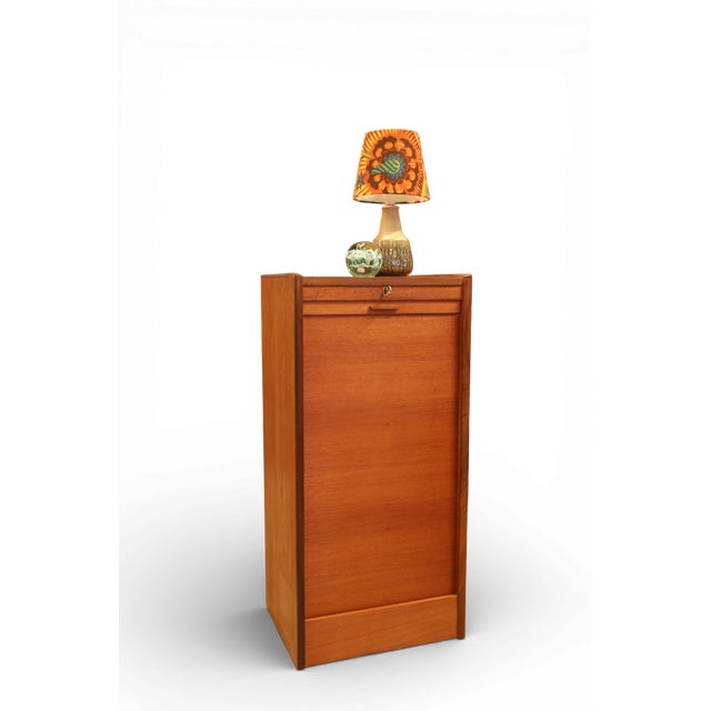 Brown Danish Teak Filing Cabinet with Louvered Door, 1960s For Sale - Image 8 of 14