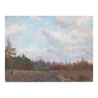 1960s Impressionism Forest Oil Painting, Ukrainian Artist, 1969 35-48 For Sale