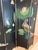 1960s-70s asian-style black lacquered/gilt 2-sided bird screen w/ brass feet detail. Excellent condition. Measures 72"...