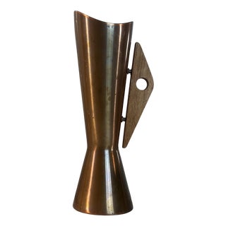 Mid-Century Teak and Copper Vase, 1950s For Sale