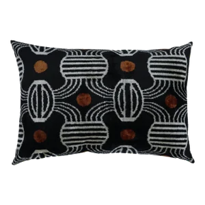Contemporary Handmade Black Velvet Throw Pillow and Down Feather Insert