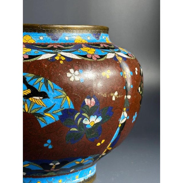 Antique Japanese Cloisonne Cache-Pot, 19th Century For Sale - Image 5 of 11