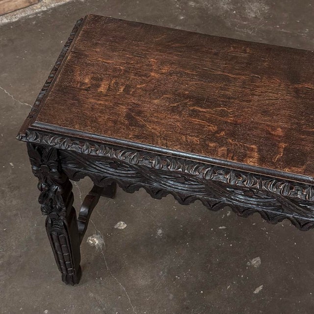 18th Century English Rustic Gothic Style Oak Console ~ Sofa Table For Sale - Image 17 of 18