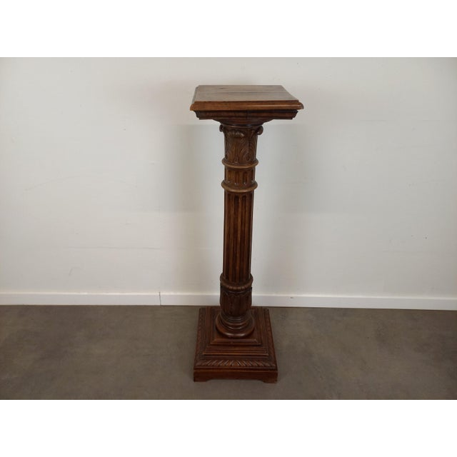 Wood Tan Walnut Pedestal, 1890s For Sale - Image 7 of 16