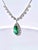 Pear-Shaped Cabochon Emerald & Diamond Halo Pendant Necklace in White Gold For Sale - Image 9 of 12