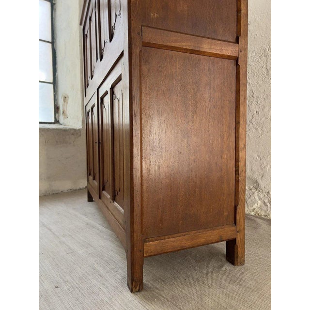 Wood Gothic Carved Oak Cabinet, Belgium, 1900s For Sale - Image 7 of 10