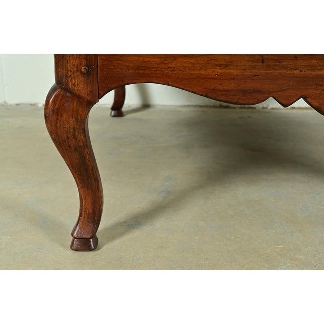 John Widdicomb French Provincial Louis XV Carved Walnut Parquet Top Coffee Table For Sale In South Bend - Image 6 of 9