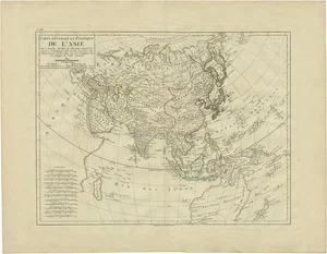 Antique Map of Asia by Mentelle, 1819