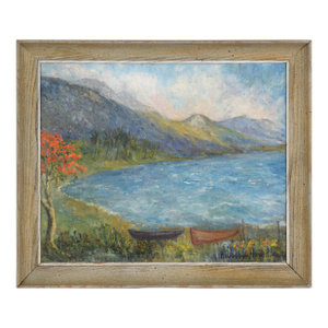 Hildegarde Hamilton by Island Mountains and Boats by the Coast, Mid 20th Century Landscape