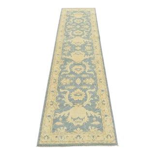 Anatolia Runner 2’9” X 9’9” Blue Wool Hand-Knotted Oriental Rug For Sale